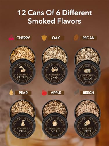 23Pcs Whiskey Smoker Kit with Torch-12 Wood Chips, Ice Ball Mold, Cocktail Smoker Infuser Kit, Old Fashioned Drink Smoker Kit, Birthday Bourbon Whiskey Gifts for Men,Dad,Him, Valentine's Day Gifts