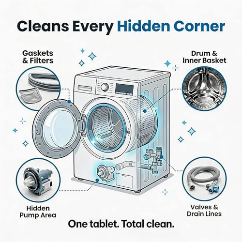 FURME Washing Machine Cleaner Tablets for Pet Owners – 24 Pack Deep Cleaning Descaler for HE Front & Top Load Washers – Removes Pet Hair Odor, Residue & Grime – Septic Safe – 12 Month Supply