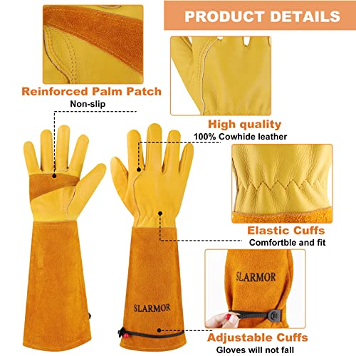 Long Gardening-Gloves Women/Men-Thorn proof Rose Pruning Heavy Duty Gauntlet, Best Garden Gifts for Gardener-L