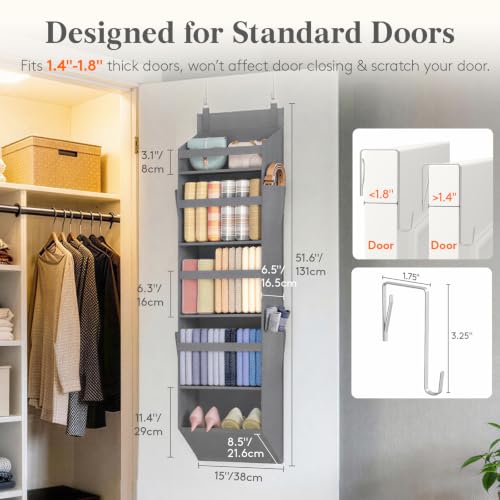 Lifewit Over the Door Storage, 5 Section Cabinet Door Organizers Dark Gray