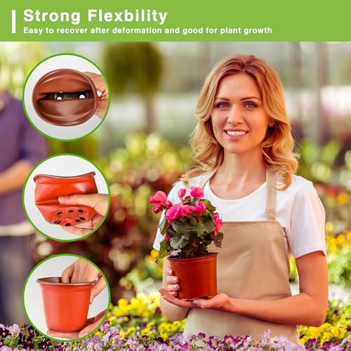 Plant Nursery Pot/Pots 100 Pcs 4" Plastic Small Plants Pots Flower Pots Seed Starting Pots for Plants Indoor Outdoor Seedling pots (with 100 Plant Labels)