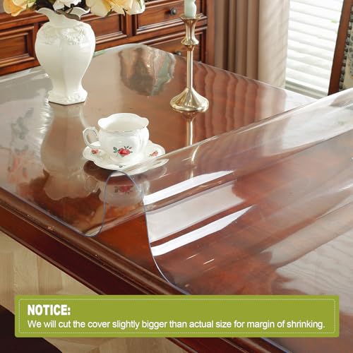OstepDecor Clear Table Protector 14 x 24 Inch, 2mm Thick Plastic Table Cover, Waterproof PVC Clear Table Cover Protector, Desk Protector Mat, Writing Desk Pad for Desktop, Coffee & Dining Room Table