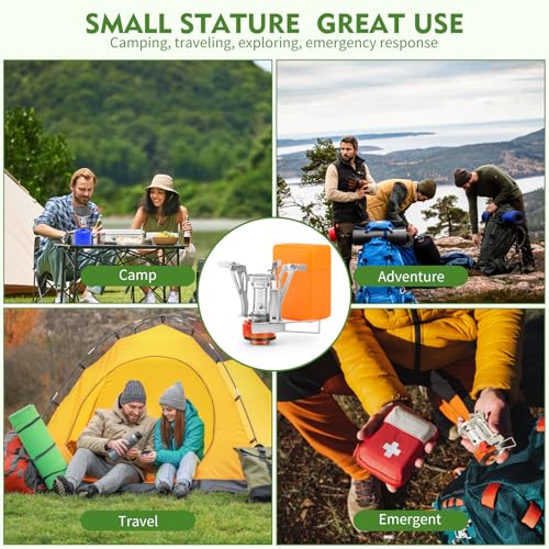 KUBQLIG Portable Camping Stove Backpacking Stove, Specialized Camping Stove with Piezo Ignition Stable Support Wind-Resistance, Camp Stove for Camping Hiking&Outdoor Adventure Cooking