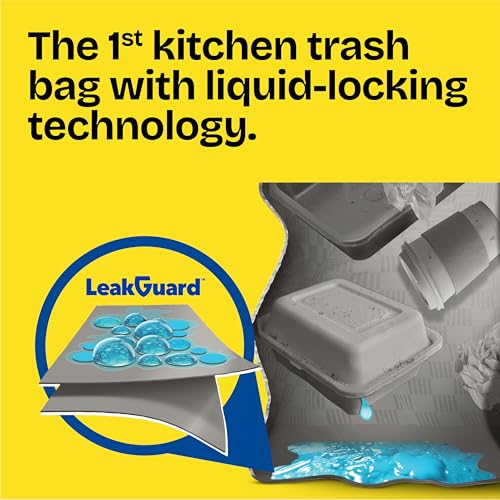 Glad ForceFlex MaxStrength LeakGuard Trash Bags, 13 Gal, Sunshine Lemon Scent, 90 Ct (Pack May Vary)
