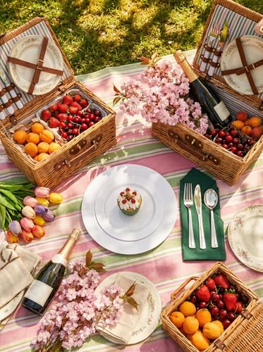 FLOWERCAT 60PCS White Plastic Plates - Heavy Duty White Disposable Plates for Mother's Day/Birthday Party/Wedding -serve for 30 guests Include 30PCS 10.25" & 30PCS 7.5" Plates for Party