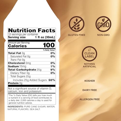 Monin - Butter Pecan Syrup | Premium Syrup for Coffee, Shakes, Cocktails & More | Clean Label with No Artificial Flavors, No Artificial Preservatives (BPA Free Glass Bottle, 750 ml)