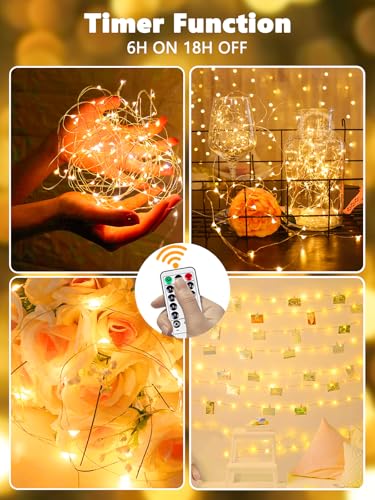 3 PK 78FT 240LED Fairy Lights Battery Operated with Timer Remote Warm White