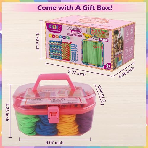 IQKidz Weaving Loom Kit Toys, DIY Arts and Crafts for Kids and Adults, Ideal Gifts for Girls Ages 5 6 7 8-12 13, Easy Potholder Loom Knitting Activity for Beginners, 224 Craft Loops