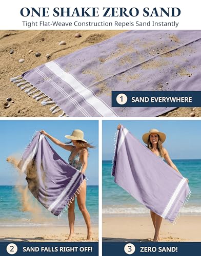 LANE LINEN Large Pool Towels, XL Beach Towel 2 Pack, Pre-Washed, No Shrink, Quick Dry Oversized Beach Towels, Stylish Beach Towel for Women, Sand Free Towel, 39"x71" - Regal Orchid