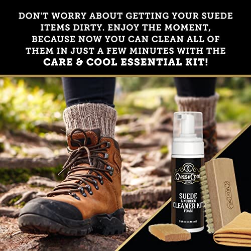 Care & Cool Suede and Nubuck Cleaner Foam Kit (5 oz) - Revitalizes and Refreshes Shoes, Boots, Clothes, and Furniture