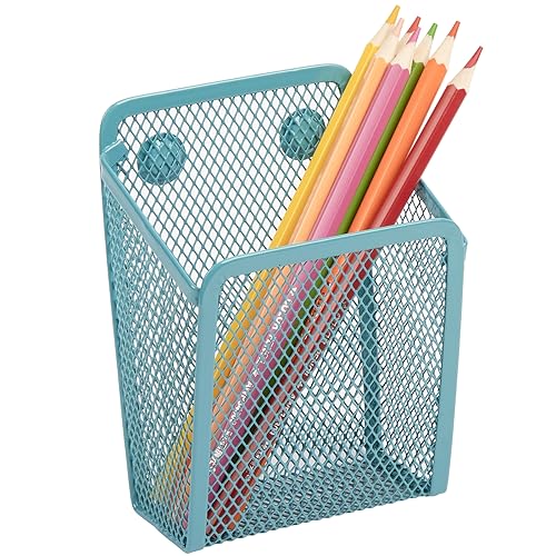 Magnetic Pencil Holder,Mesh Stainless Steel Pen Basket, Metal Writing Utensil Storage Organizer for Whiteboard,Blackboard,Kitchen, Locker, Home, or Office