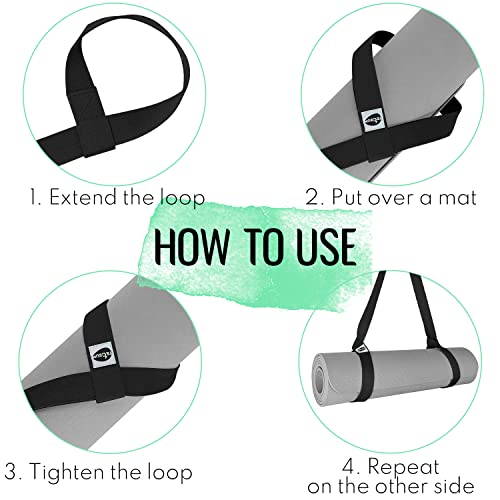 TECEUM Yoga Mat Strap – 30+ Colors – Adjustable Mat Holder Sling Carrier for All Mats [Mat Not Included]