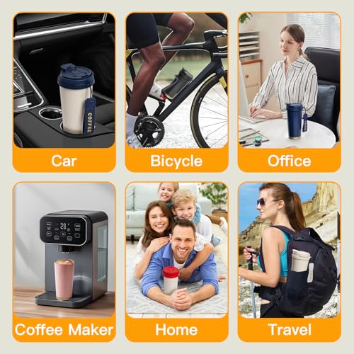 2 Pack 17oz Insulated Coffee Mug, Leakproof Travel Coffee Tumblers With Strap, Vacuum-Insulated Stainless Steel Reusable Coffee Cup for Hot & Cold Drinks
