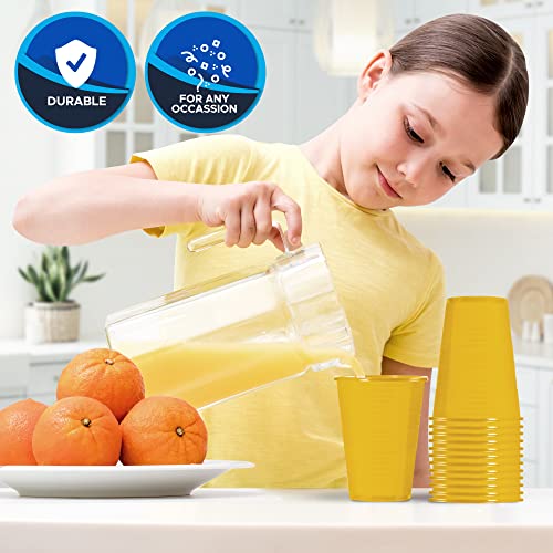 PAMI 100-Pack 7oz Yellow Disposable Cups Plastic Cups for Parties, Bpa-Free, Ideal for Cold Drinks