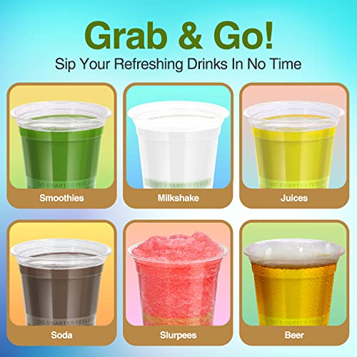 Eco Compostable Plant-Based Clear Plastic Cups 12oz Thick, Reusable, Disposable Iced Coffee Cups for Smoothies, Beer & Any Beverages for Parties, Weddings & Gatherings