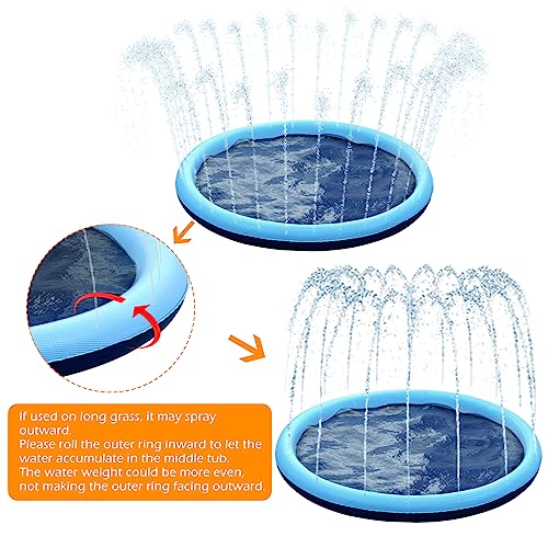 Kids Dog Splash Pad Sprinkler - Jasonwell Non Slip Dog Sprinkler Pad Splash Pool Puppy Dogs Pool Summer Outdoor Water Toys Backyard Durable Splash Pad for Toddlers Kids Small Medium Large Dogs Pet