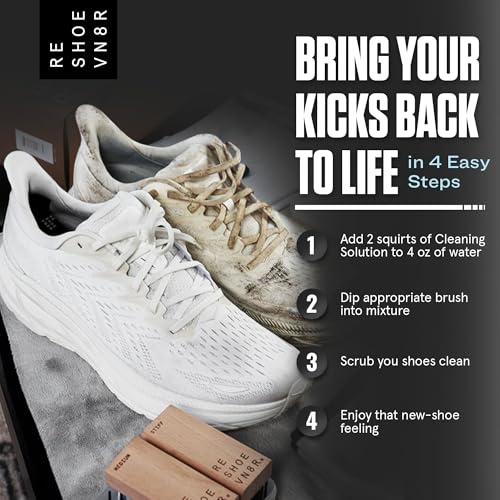 RESHOEVN8R Shoe Cleaning Solution - Sneaker Cleaner & Shoe Care for Canvas, Leather, Mesh, Suede, White, & Nubuck Shoes