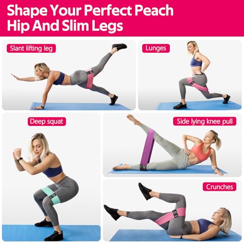 WALITO Resistance Bands for Working Out, Fabric Exercise Bands for Legs and Butt, Workout Bands for Women and Men, Booty Band for Yoga Starter Set, Pilates, Rehab, Fitness and Home Workout