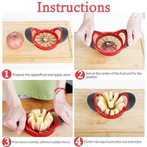Apple Slicer, 4.72 Inch Apple Corer and Slicer - Apple Cutter with 12 Sharp Blades, Apple Corer Tool - Easy Gadgets