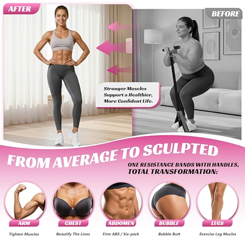 HOXWC Multifunction Pedal Resistance Band with Handle, 50LBS Foot Pedal Resistance Bands for Core/ABS, Arm, Waist, Abdomen, Leg Workout, Portable Sit Up Exercise Equipment for Women