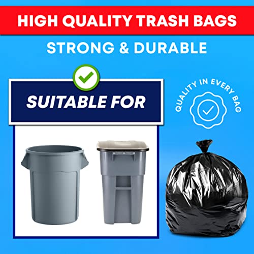 Tasker 55 Gallon Trash Bags | Value 50 Trash Bags w/Ties | Heavy Duty Extra Large Industrial Trash Bags 55 Gallon, Lawn and Leaf Bags, Extra Large Outdoor Contractor Trash Can Liners, 50-60 Gallon