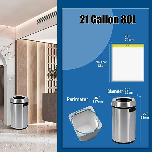 Large Trash Bags, Big Tall heavy duty 21 Gallon/ 50-90 Liter Drawstring Trash Bags, Easy-Dispense Leaf Roll, tear-free design, Extra-Strong Unscented 30 Count for Kitchen & Household & Commercial.