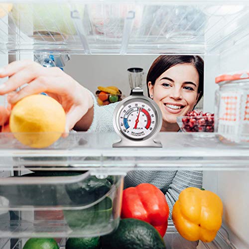 2 Pack Refrigerator Thermometer, 30-30°C/20-80°F, Classic Fridge Thermometer Large Dial with Red Indicator Thermometer for Freezer Refrigerator Cooler