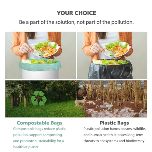Compostable Trash Garbage bags,AYOTEE 13-15 Gallon Tall Kitchen Trash Bags,Heavy Duty Unscented 1.18Mils 55 Liter,60 Count,Strong Thicken Rubbish Waste Can Liners for Kitchen Garden Home