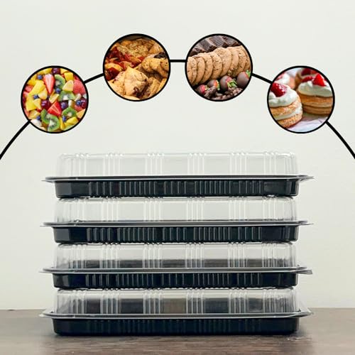 6 Pack Catering Trays with Lid – 13" Serving Trays with Lids - Reusable Serving Platter With Lid for Catering, Buffet, Picnics & Events – Party Trays With Lids (13.39 × 9.84 × 2.95 inch)