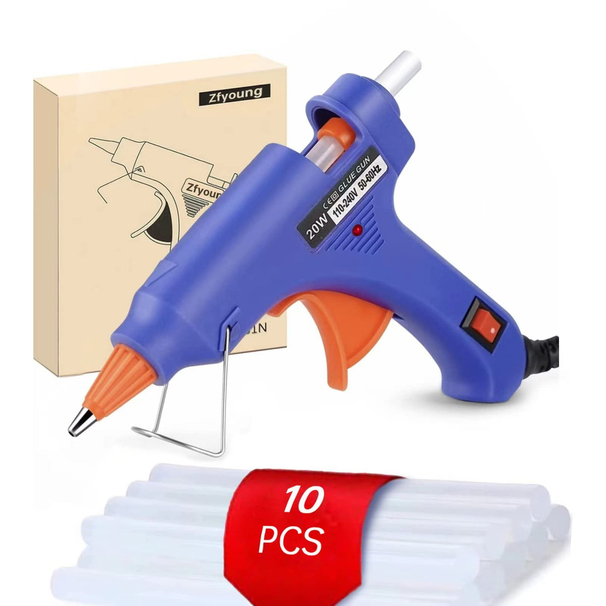 Mini Hot Glue Gun 10pcs Glue Stick Hot Glue Gun Set For Quick Repair Artist DIY Art Home 20w Blue