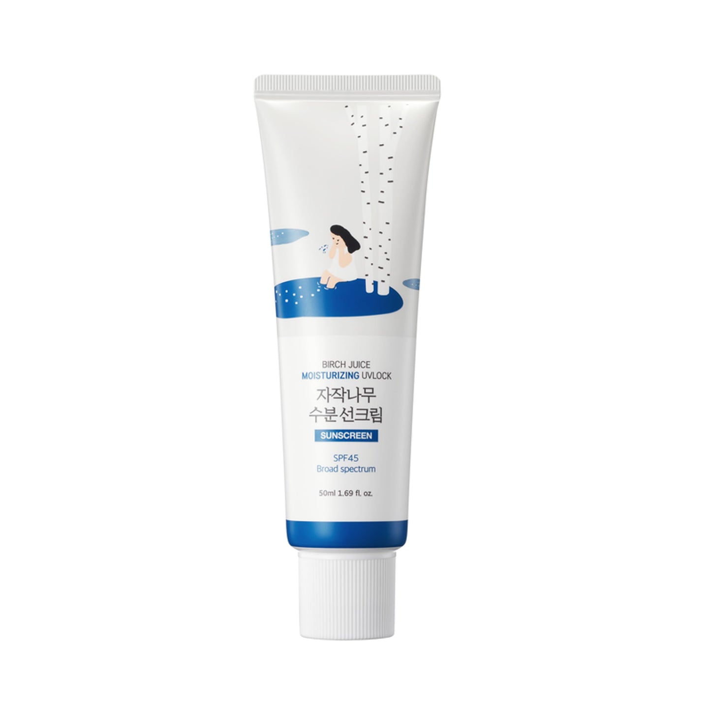 ROUND LAB Birch Juice Moisturizing UV LOCK SPF 45, 1.69 Fl Oz, Hydrating Lotion-like Lightweight Glow Sunscreen for Sensitive Skin, No White Cast, Fragrance-Free, Protector Solar, Korean Sunscreen