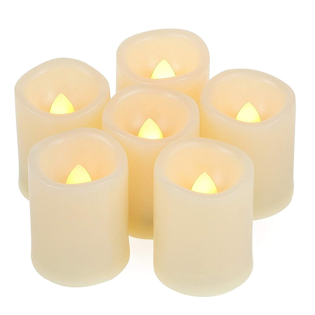 Flameless Flickering LED Votive Tealight Candles Battery Operated with Timer / 6 Hours On and 18 Hours Off Per Cycle, LED Tea Light Candles for