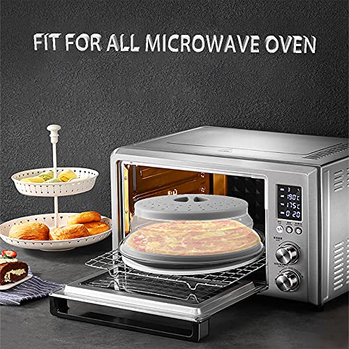 Microwave Splatter Cover Collapsible Microwave Cover for Food, Easy Grip Fruit Drainer BPA-Free Dishwasher Safe 10.5 inch,Grey