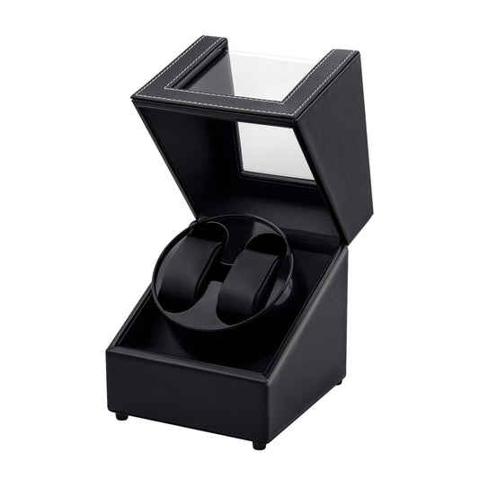 Mcbazel Watch Winder for Automatic Watches, Double Automatic Watch Winder Box with Quiet Japan-made Motor, Automatic Watch Display Storage Rotation Wristwatch Box with 2 Slots (Black PU Leather)