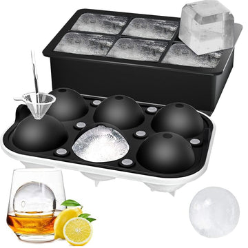 ROTTAY Ice Cube Trays (Set of 2), Sphere Ice Ball Maker with Lid & Large Square Ice Cube Maker for Whiskey, Cocktails and Homemade