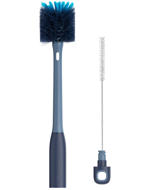 2in1 Bottle Scrubbing Brush with Straw Brush has Long and Comfortable Handle, Cleaning Glass, Sports Bottle, Coffee Mug,1 Pack, Grayish Blue