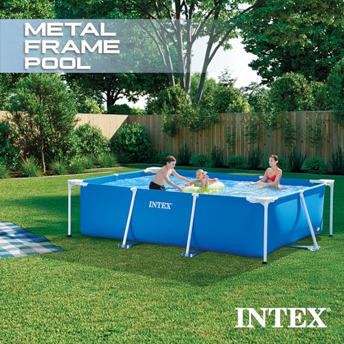 INTEX Rectangular Frame 9 ft 10 in x 6 ft 6.75 in x 29.5 in Above Ground Pool, Swimming Pool with Steel Frame, Pump Not Included