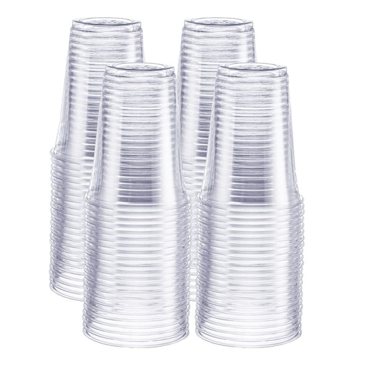 GUSTO [16 oz. - 100 Pack] Crystal PET Clear Plastic Cups for Party - Ideal for Cold Beverages, Smoothies, and Parties-(Formerly Comfy Package)