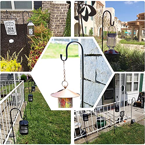 Ottsuls Bird Feeder Pole, 45 INCH Heavy Duty Shepherds Hooks for Outdoor with 5 Prong Base, Adjustable Stand Hanger for Garden Plant, Hummingbird Feeder, Lantern, Hanging Wedding Decor (2 Pack)