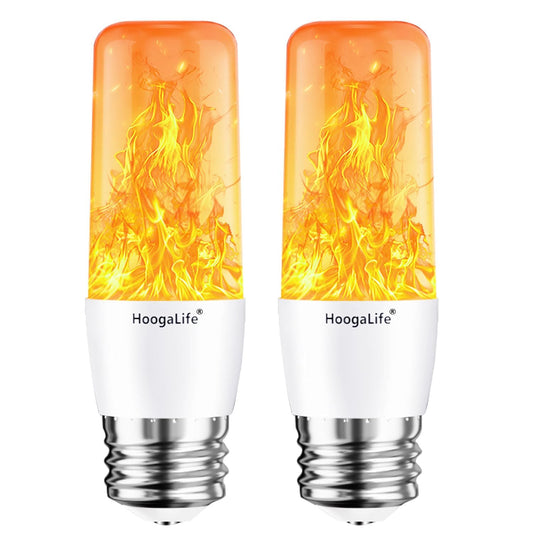 HoogaLife Flame Light Bulbs, Warm Flickering Light Bulbs Effect of Real Fire, E26 Flame Light Bulb for Christmas, Halloween, Party Patio Porch Home