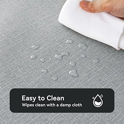Romanstile 100% Waterproof PVC Tablecloth Rectangle, Outdoor Oil Spill Proof Stain Resistant Vinyl Table Cloth, Wipe Clean Plastic Table Covers for Kitchen/Dining/Parties - 54 x 78 Inch, Light Grey