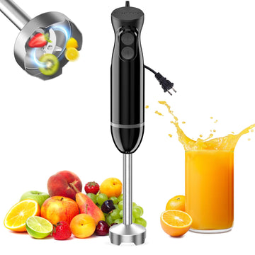 Bonsenkitchen Hand Blender, Immersion Blender with 2 Mixing Speed, Electric Handheld Mixer Portable Stick Mixer with Stainless Steel Blades for Soup