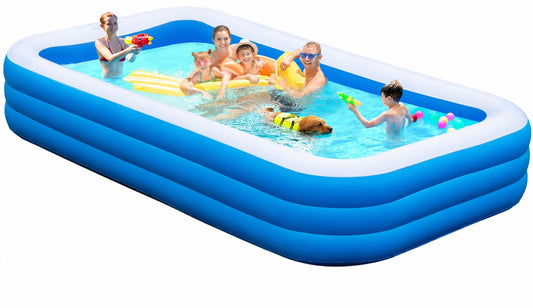 Large Inflatable Pool for Adults, 120'' x 70'' x 22'' Blow Up Pool | Family inflatable pool with thick PVC for backyard water play, kiddie pool fun, outdoor summer swimming
