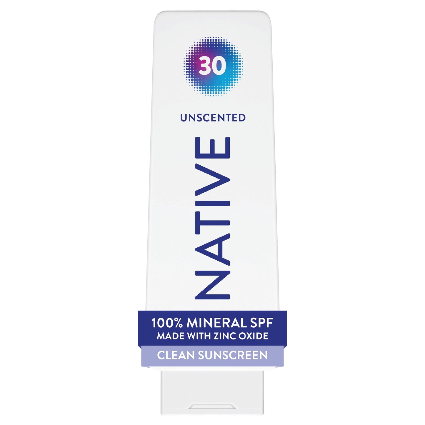 Native Mineral Sunscreen Lotion SPF 30, Unscented, with 100% Mineral Zinc Oxide for Face & Body, Hawaii Compliant, Vegan, No White Cast - 7 oz