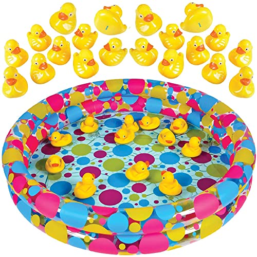 Gamie Duck Pond Matching Carnival Game for Kids, 36" x 6" Inflatable Pool & 20 Plastic Ducks with Numbers, Water Outdoor Game for Kids, Fun Memory Game for Backyard, Birthday Party Field Day Games