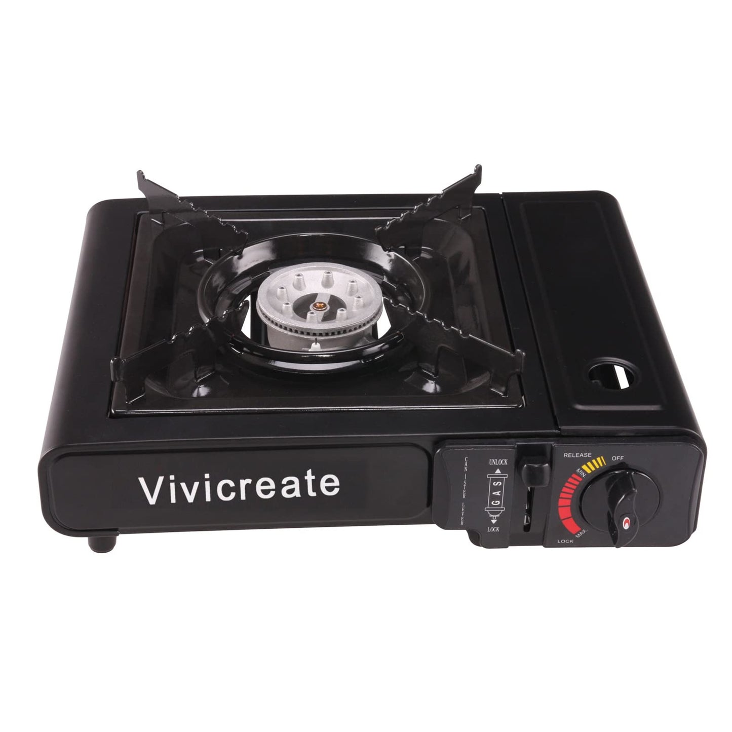 Vivicreate Portable Butane Stove 8500 BTU, Butane Stove with Auto Ignition for Camping, Lightweight Portable Gas Stove Burner with Safety Lock, Butane Burner, Estufa de Gas Portatil(Black)