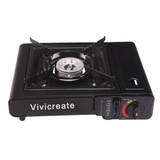 Vivicreate Portable Butane Stove 8500 BTU, Butane Stove with Auto Ignition for Camping, Lightweight Portable Gas Stove Burner with Safety Lock, Butane Burner, Estufa de Gas Portatil(Black)