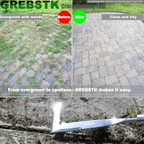 GREBSTK Crack Weeder Crevice Weeding Tool Stainless Steel Manual Weeder Beech Handle Gardening Tool