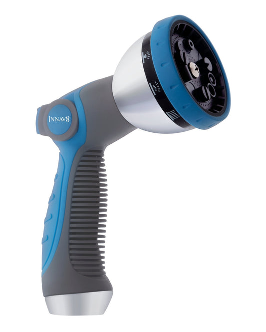 INNAV8 Garden Hose Nozzle Heavy Duty - Features 10 Spray Patterns, THUMB CONTROL On Off Valve Hose Sprayer Nozzle for Easy Water Control - Outdoor Water Hose Nozzle Head Attachment