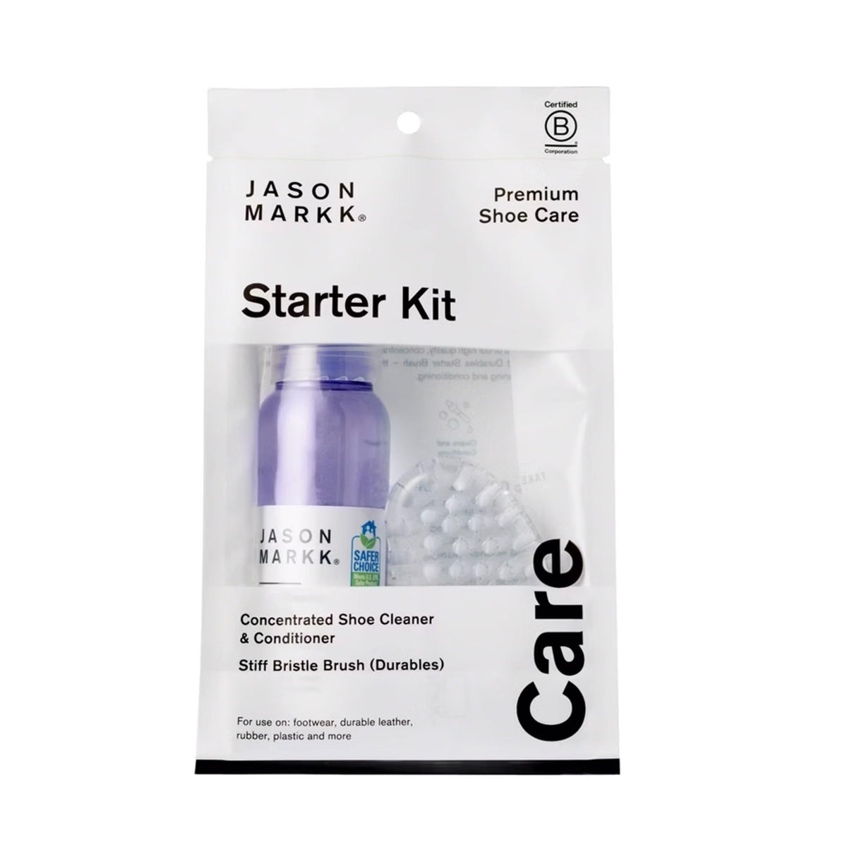 Jason Markk Starter Kit, Shoe Cleaner, 2-Piece Set, Deep Cleaning Solution & Durables Brush, Sneaker Care, Ideal for Footwear, Safe for Midsoles, Full-Grain Leather, Rubber, Plastic, and More, 2oz